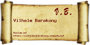 Vilhelm Barakony névjegykártya